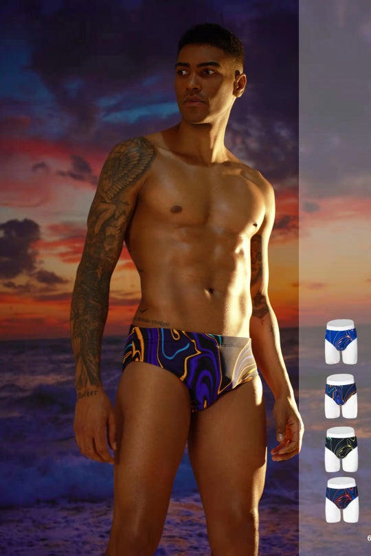 High-quality image of zwemslip flame meerkleurig donkerblauw