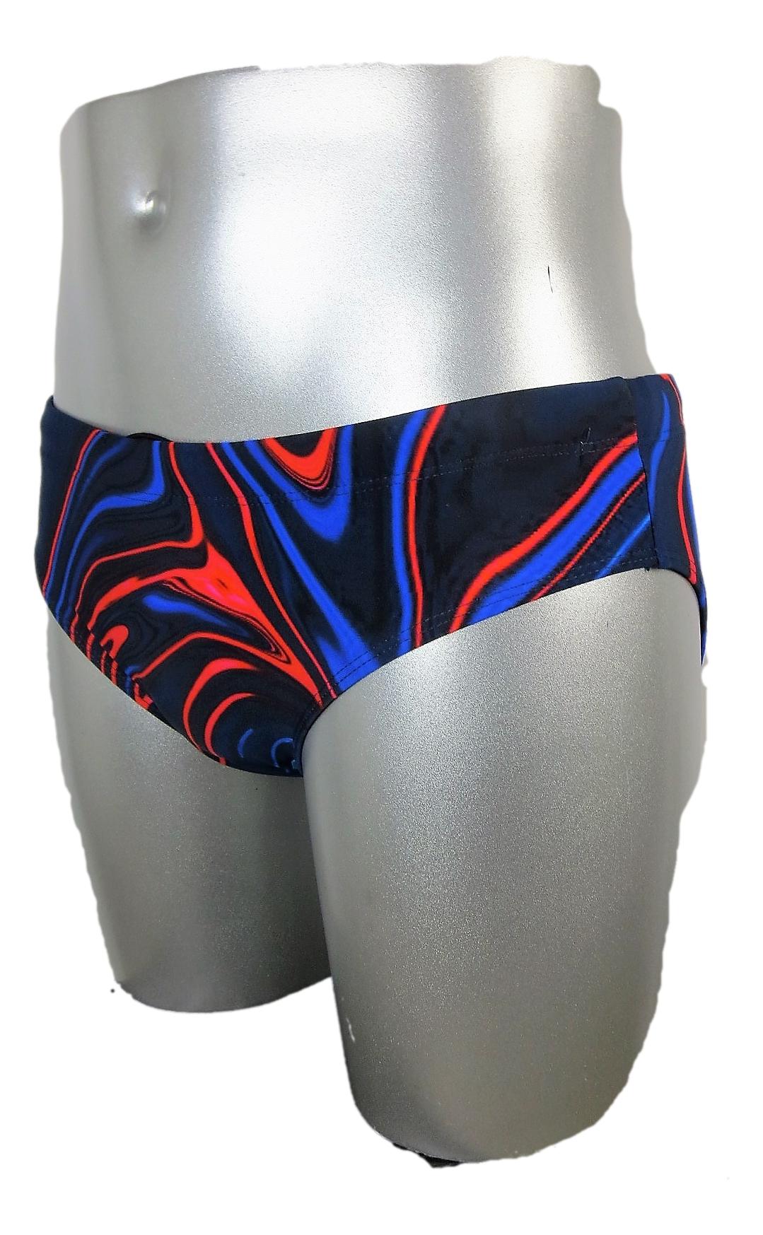 High-quality image of zwemslip flame meerkleurig blauw rood