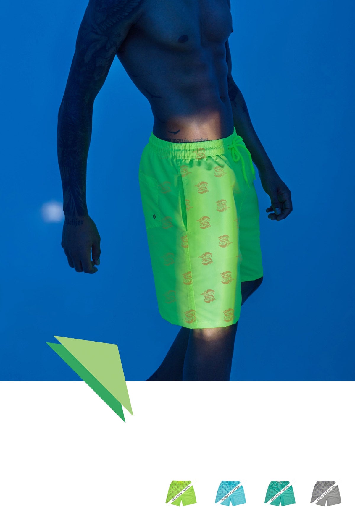 High-quality image of zwemshort sunny green