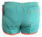High-quality image of shortshort turquoise met fluor oranje bies