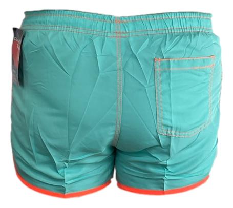 High-quality image of shortshort turquoise met fluor oranje bies