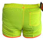 High-quality image of shortshort fluor geel met fluor oranje bies