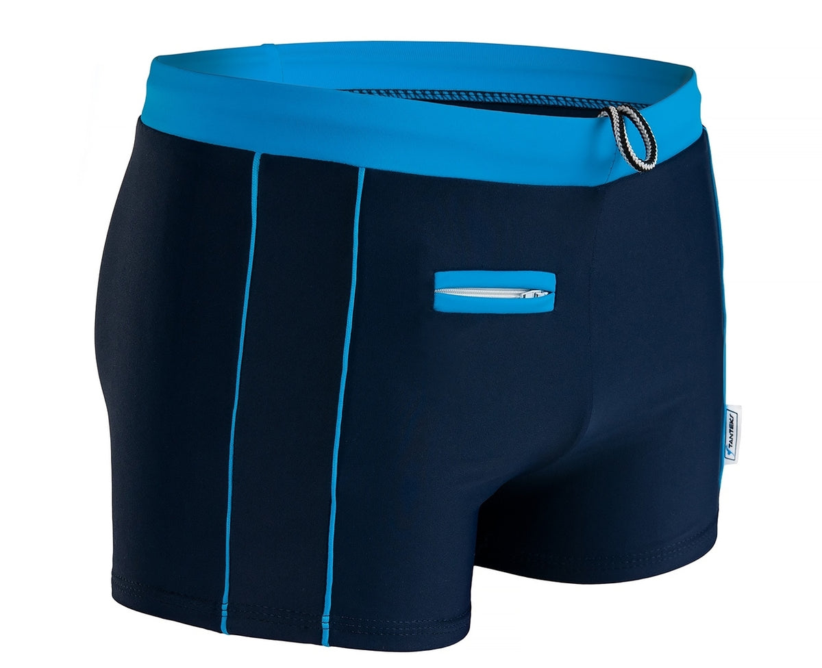 Zwemboxer Monaco Blue met pocket en rits
