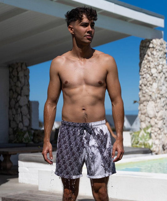 Sea'sons Pattern Swimshort Dark Grey White
