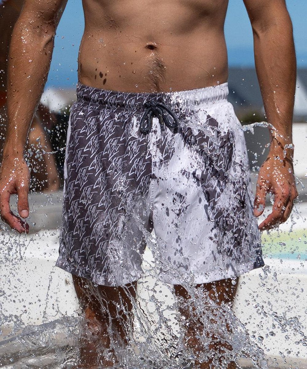 Sea'sons Pattern Swimshort Dark Grey White