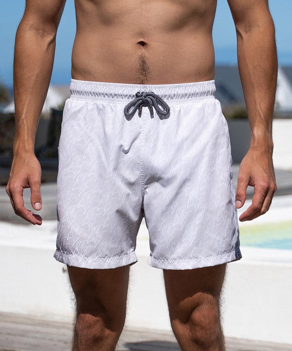 Sea'sons Pattern Swimshort Dark Grey White