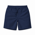 Mallorca zwemshort heren in diep navyblauw, vooraanzicht met taillekoord en steekzakken
