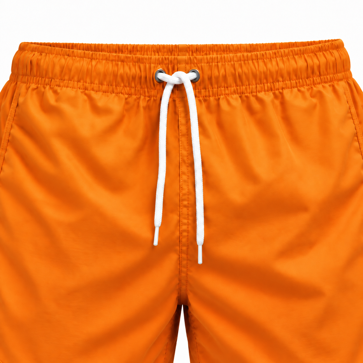 Riviera Retro zwemshort Sunset Orange, oranje detail van elastische tailleband en wit trekkoord